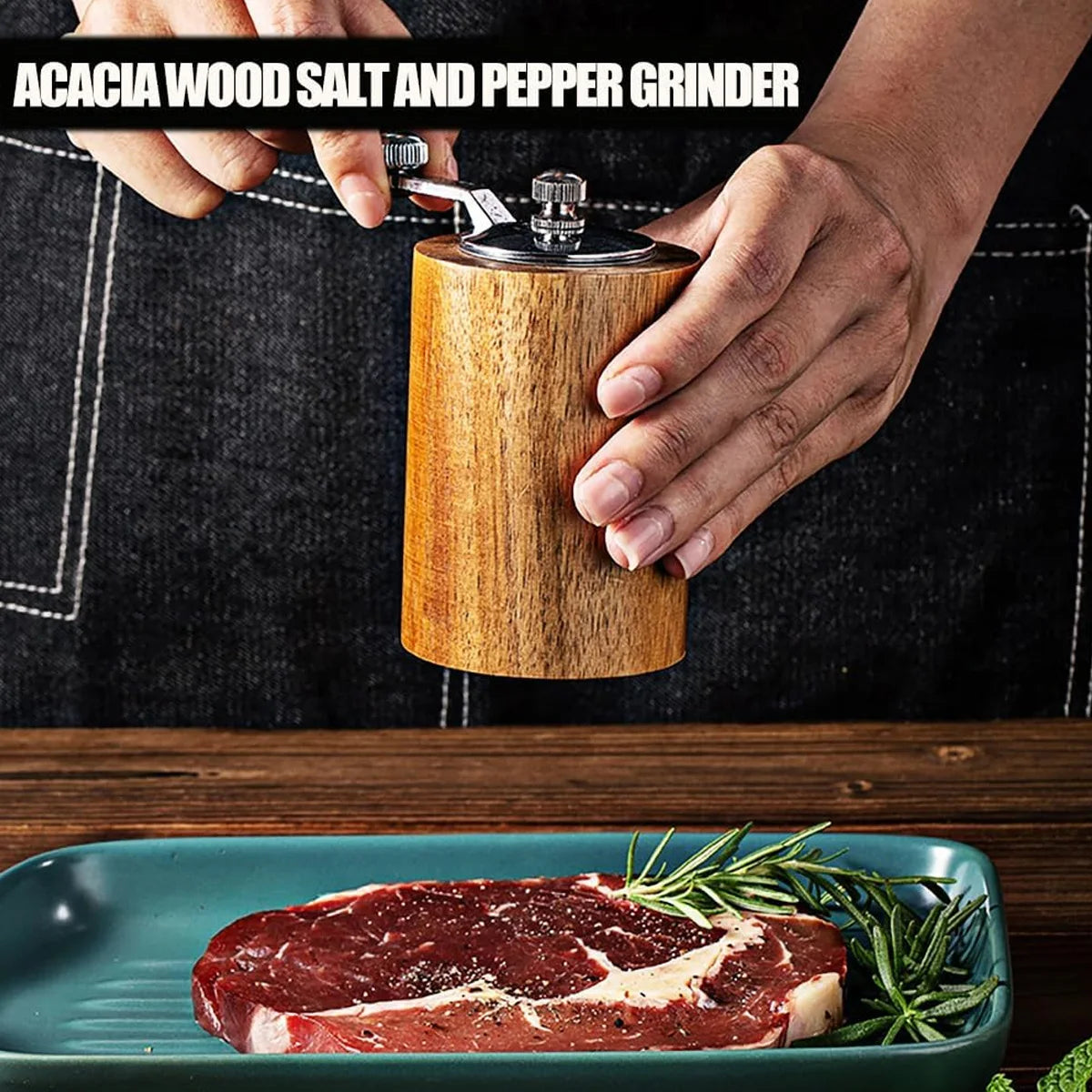 Salt and Pepper Mills, Solid Wood Pepper Grinders With Adjustable Coarseness by Ceramic Rotor, Kitchen Cooking Tools