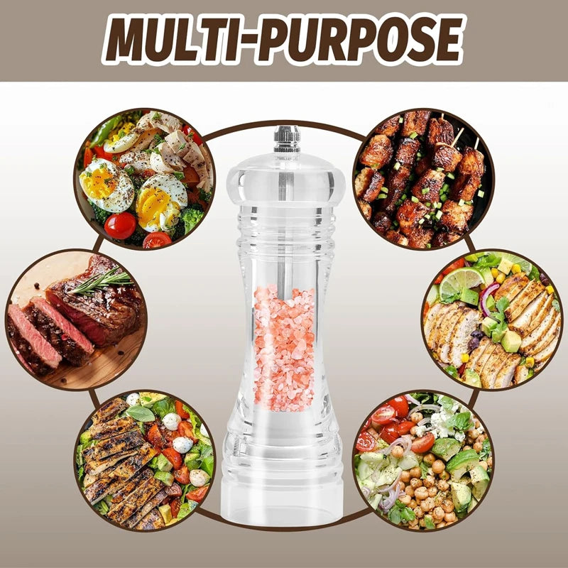 Pepper Grinder Acrylic Pepper Grinder Mill Salt and Pepper Shaker Salt Grinder Pepper Mill Adjustable Coarseness Kitchen Tool