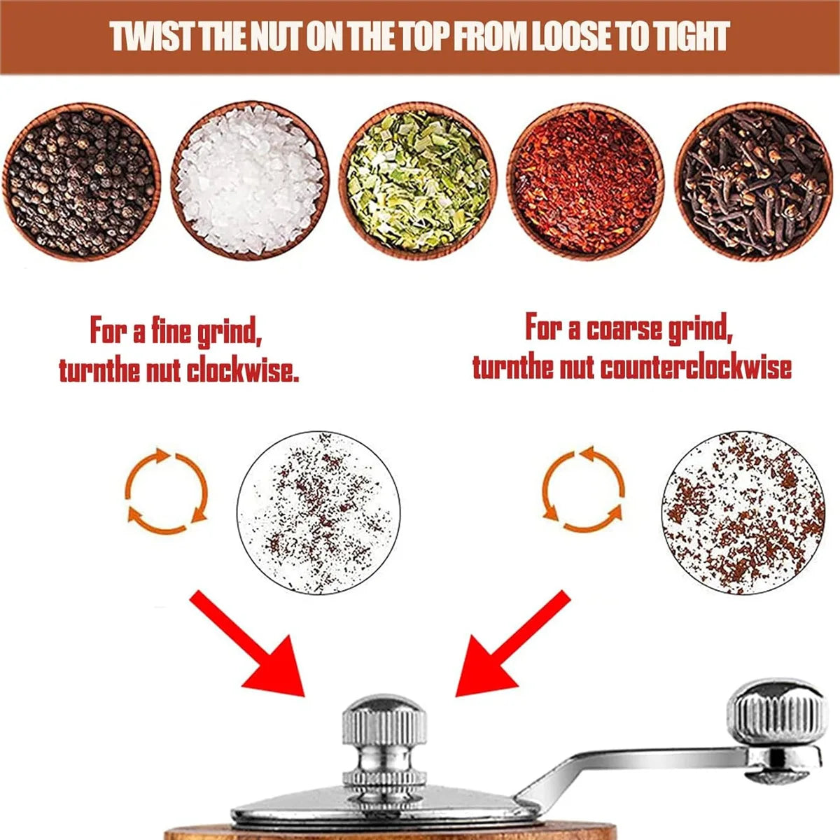 Salt and Pepper Mills, Solid Wood Pepper Grinders With Adjustable Coarseness by Ceramic Rotor, Kitchen Cooking Tools
