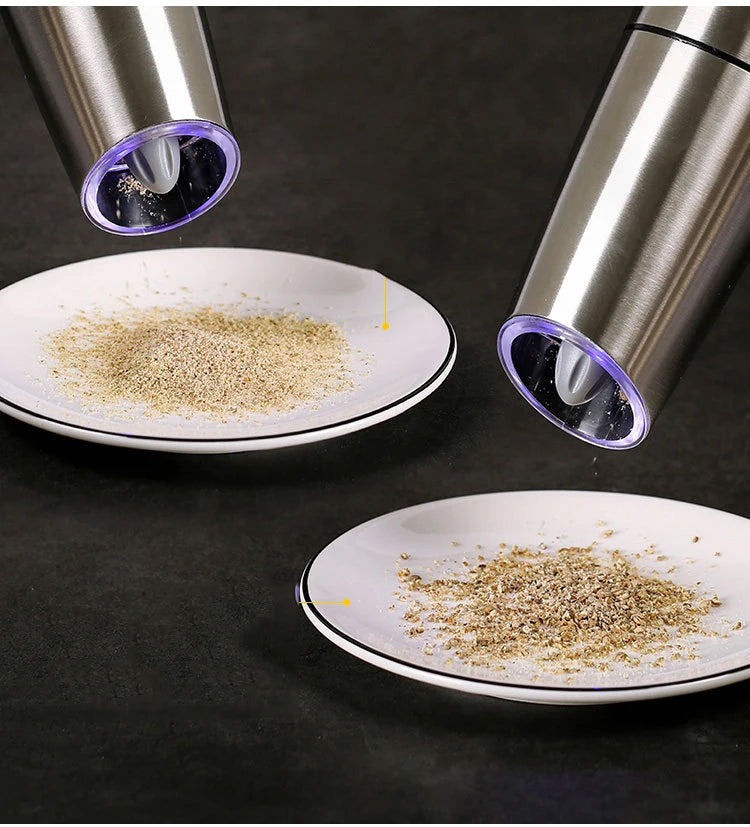 Electric Salt Pepper Mill Sets Stainless Steel Spice Pepper Grinder Kitchen Salt and Spice Adjustable Coarseness Pepper Grinder
