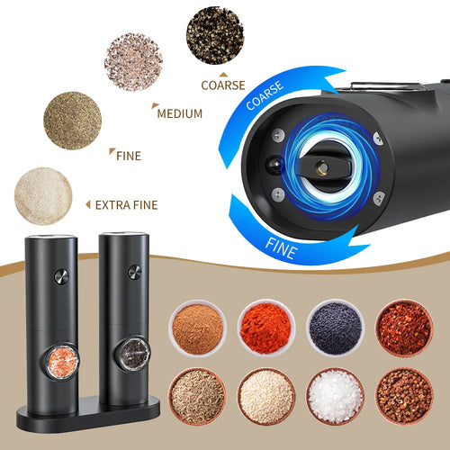 Electric Automatic Mill Pepper And Salt Grinder With LED Light Adjustable Coarseness Partner Manufacturers