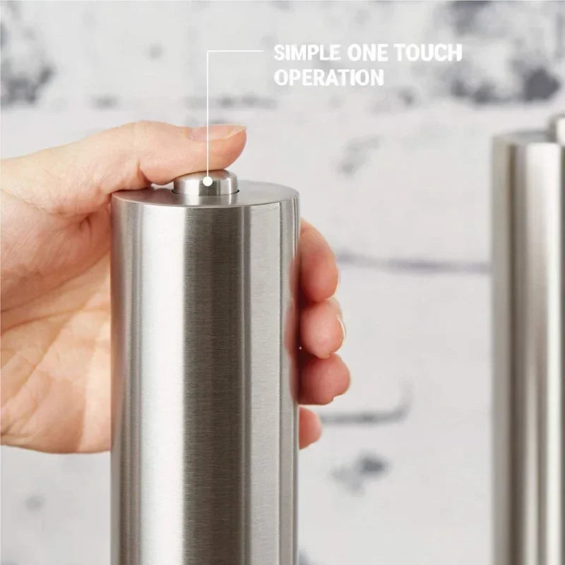 Electric Salt Pepper Grinder Set Stainless Steel One Handed Operation Automatic Spice Mill with Light for Kitchen