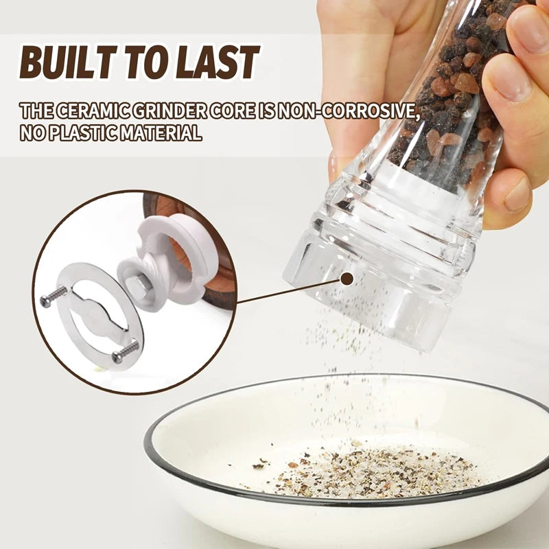 Pepper Grinder Acrylic Pepper Grinder Mill Salt and Pepper Shaker Salt Grinder Pepper Mill Adjustable Coarseness Kitchen Tool